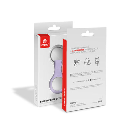 Crong silikoninis dėklas su raktų pakabuku – apsauginis dėklas, skirtas „Apple AirTag“ raktų pakabukui (violetinis)