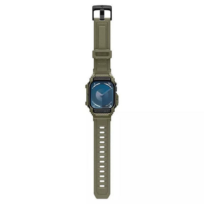 Spigen Rugged Armor Pro - Apyrankė su dėklu, skirta Apple Watch 10 46 mm (Vintage Khaki)