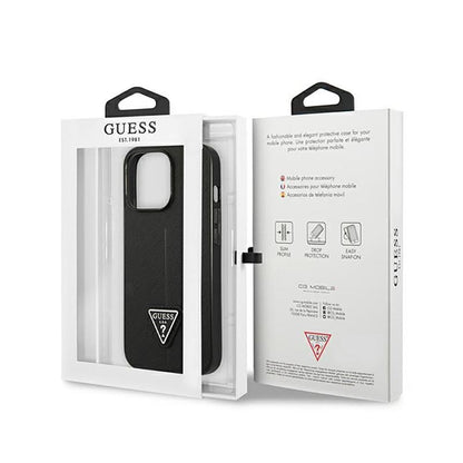 Guess Saffiano trikampio logotipo dėklas – dėklas, skirtas „iPhone 14 Pro“ (juodas)