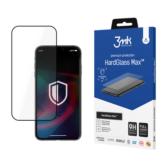 3mk HardGlass Max – grūdintas stiklas, skirtas „iPhone 14 Pro“ (juodas)