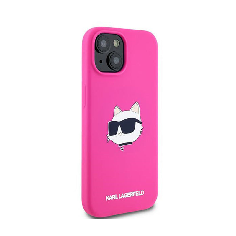 Karl Lagerfeld Silikoninis Choupette Head MagSafe - iPhone 15 Plus / 14 Plus dėklas (rožinis)
