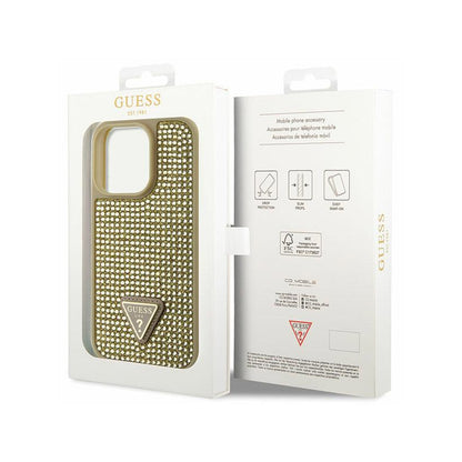 Guess Rhinestone Triangle – dėklas, skirtas „iPhone 14 Pro“ (auksinis)