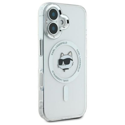 Karl Lagerfeld IML Metal Choupette Head MagSafe - Dėklas skirtas iPhone 16 Plus (baltas)