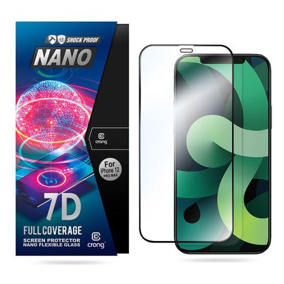 Crong 7D Nano lankstus stiklas – pilnos dangos hibridinė ekrano apsauga 9H iPhone 6.1 iPhone 12 Pro Max