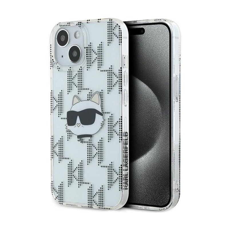 Karl Lagerfeld IML Choupette Head & Monogram – „iPhone 15“ / „iPhone 14“ / „iPhone 13“ dėklas (skaidrus)