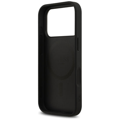 Guess 4G Printed Stripes MagSafe dėklas iPhone 17 Pro (juodas)