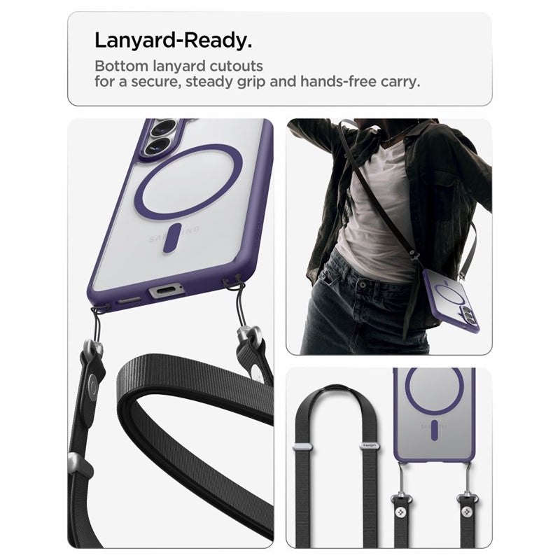 Spigen Ultra Hybrid Mag MagSafe dėklas, skirtas Samsung Galaxy S26 (Tamsiai violetinės)