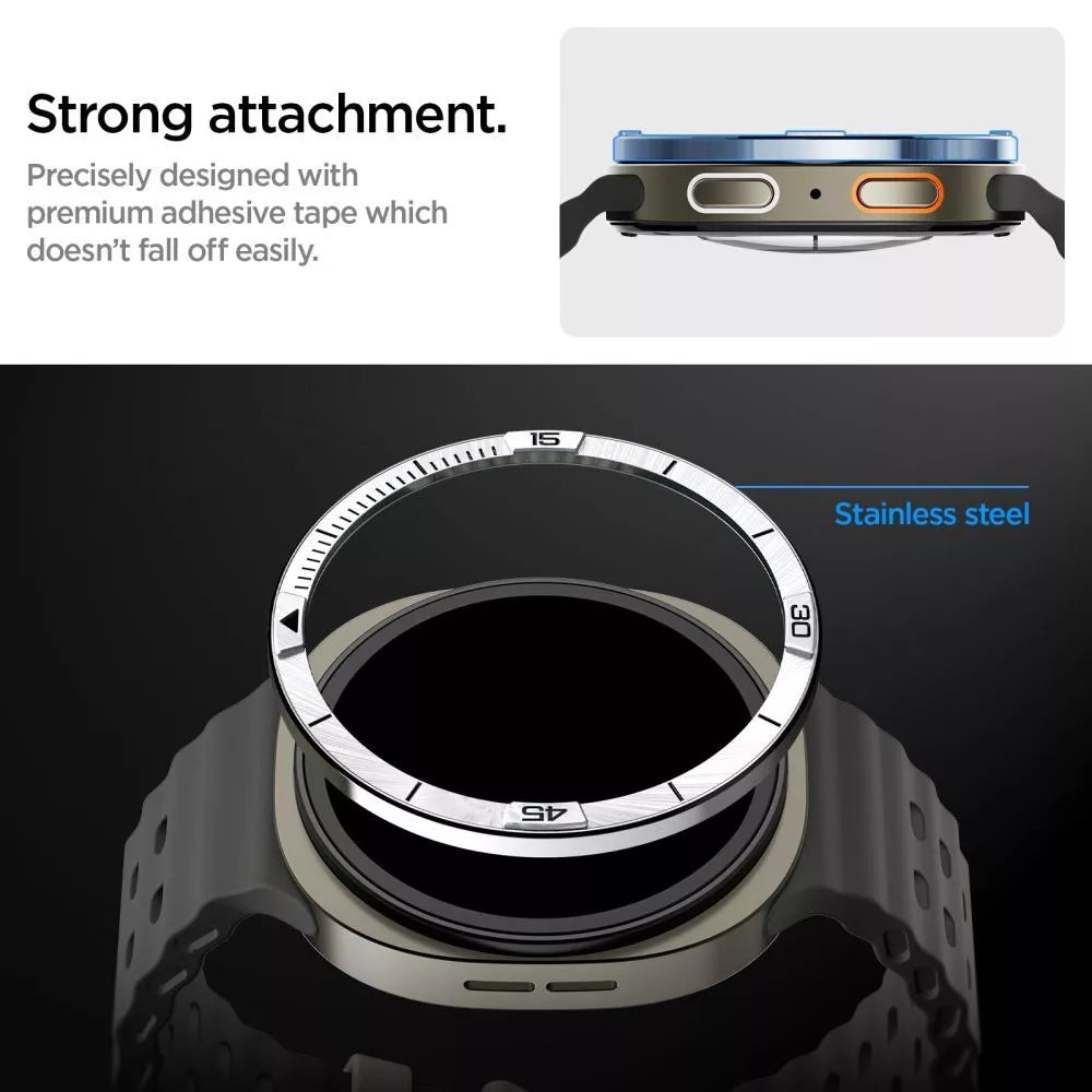 Spigen Bezel Tune Pilot - Apsauginis žiedas/korpusas, skirtas Samsung Galaxy Watch 8 44 mm (Sidabrinis)