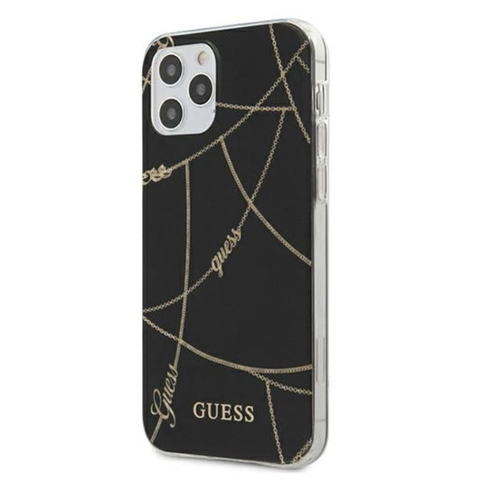 Guess Gold Chain - „iPhone 12 Pro Max“ dėklas (juodas)
