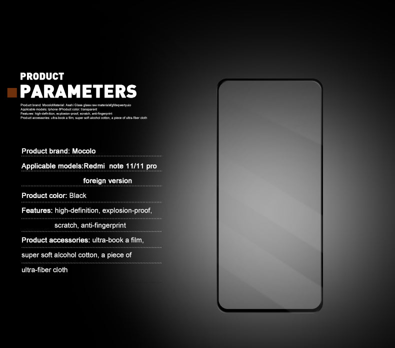 Mocolo 2.5D Full Glue Glass - Apsauginis stiklas, skirtas Xiaomi Redmi Note 11 Pro / Note 11 Pro Plus