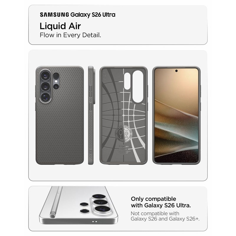 Spigen Liquid Air – dėklas, skirtas Samsung Galaxy S26 Ultra (marmurinės pilkos spalvos)