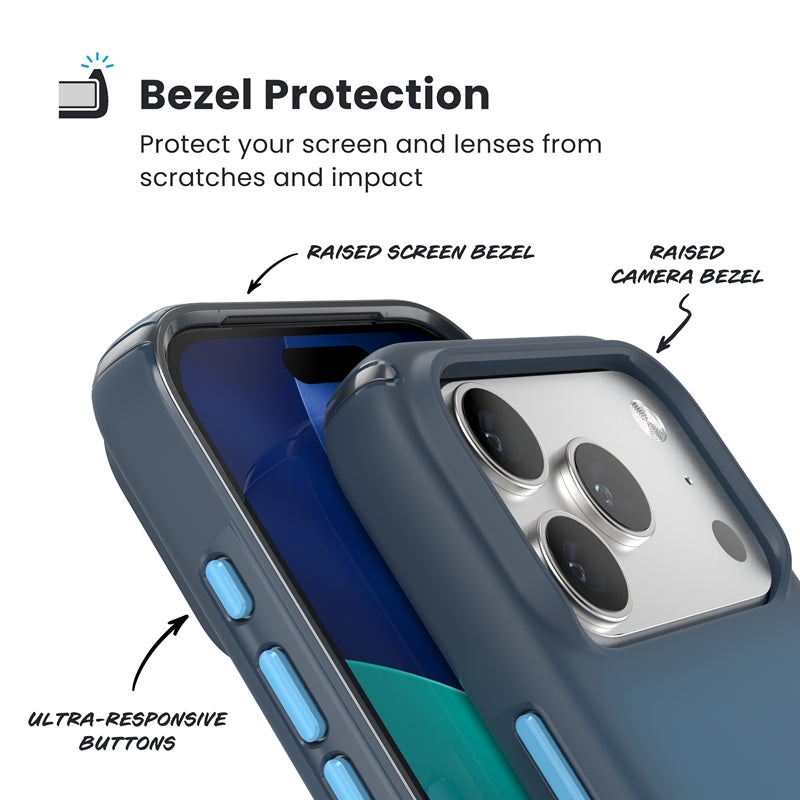 Speck Presidio Lux MagSafe – dėklas iPhone 17 Pro (Deep Sea Fade / Black / Spell Blue)