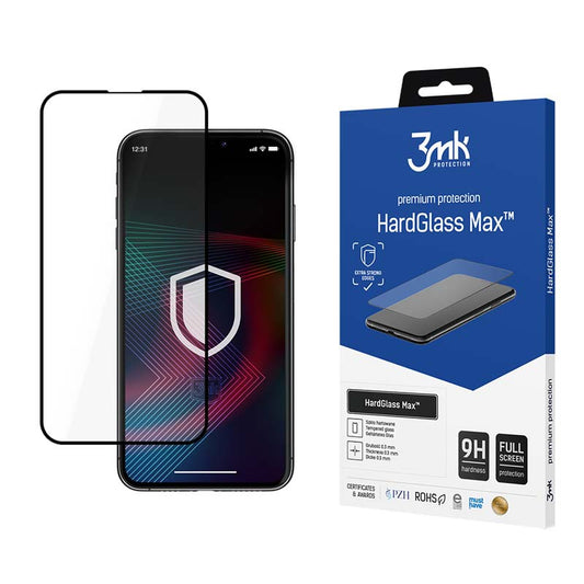 3mk HardGlass Max – Grūdintas stiklas iPhone 14 (juodas)