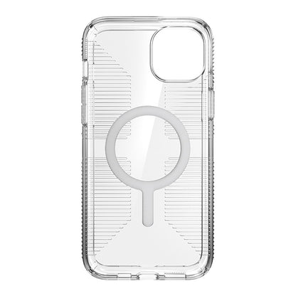 Speck Gemshell Grip + MagSafe – dėklas, skirtas iPhone 15 Plus / iPhone 14 Plus (skaidrus / chromo apdaila)