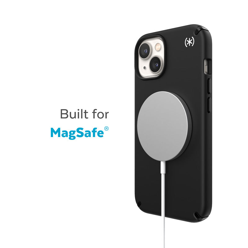 Speck Presidio2 Pro + MagSafe – dėklas iPhone 15 Plus / 14 Plus su MICROBAN danga (juodas / juodas / baltas)