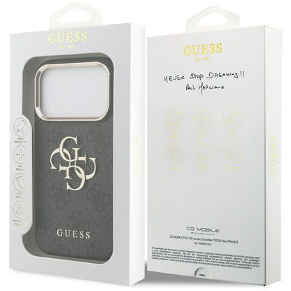 Guess 4G Big 4G Classic Logo - Dėklas iPhone 17 Pro (Juoda / Auksinė)