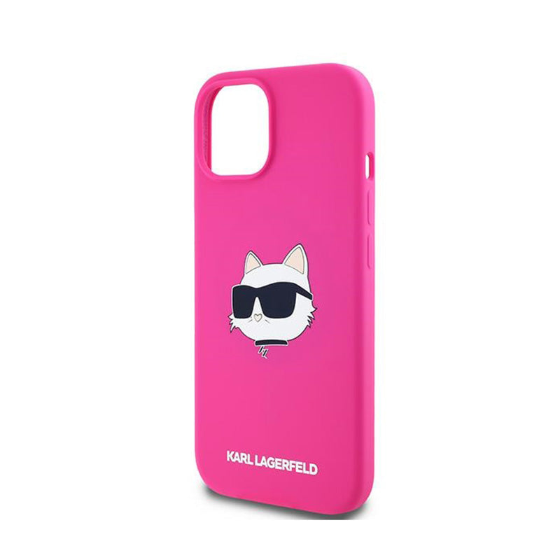 Karl Lagerfeld Silikoninis Choupette Head MagSafe - iPhone 15 Plus / 14 Plus dėklas (rožinis)