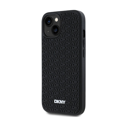 DKNY 3D Guminis Pasikartojantis Raštas - Dėklas iPhone 15 Plus (Juodas)