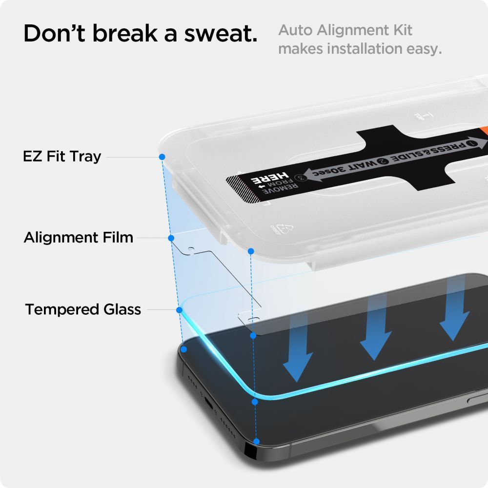 Spigen Glas.TR EZ Fit - grūdintas stiklas Apple iPhone 16e / iPhone 14 / iPhone 13 / iPhone 13 Pro (skaidrus)