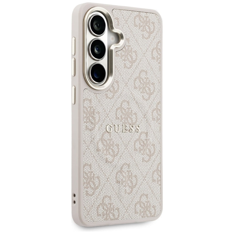 Guess 4G Reljefinis Žiedas MagSafe - Samsung Galaxy S26 dėklas (Rožinė)