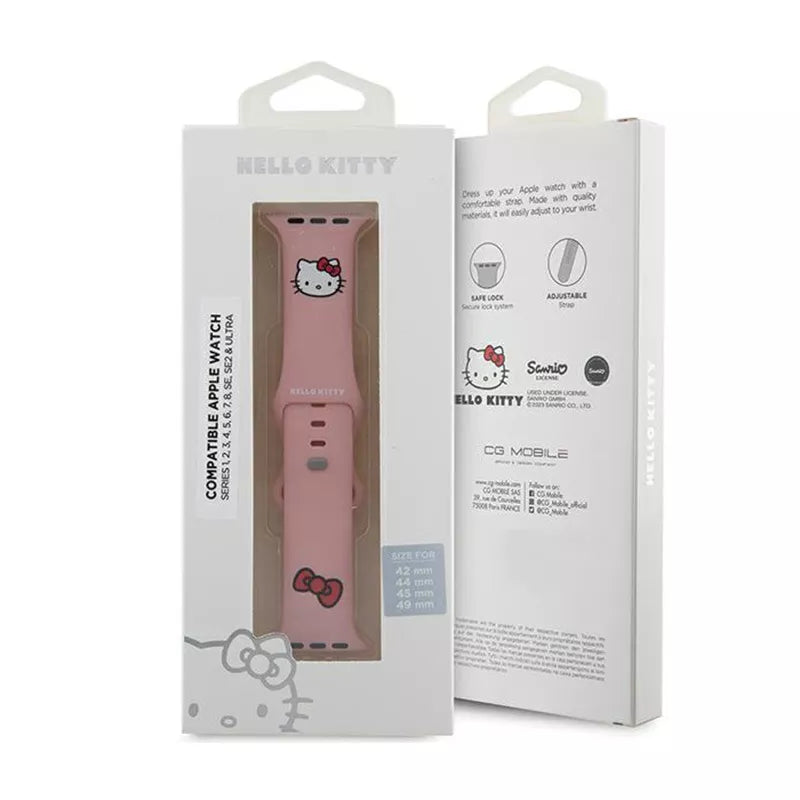 „Hello Kitty“ silikoninis apyrankė „Kitty Head“ – „Apple Watch“ 42/44/45/49 mm (rožinė)