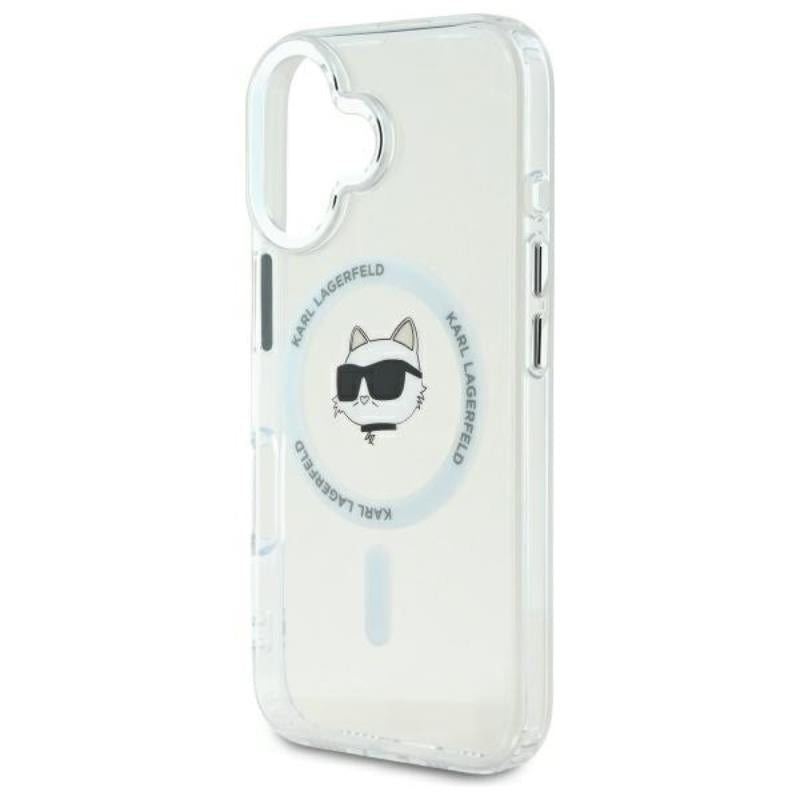 Karl Lagerfeld IML Metal Choupette Head MagSafe - Dėklas skirtas iPhone 16 Plus (baltas)