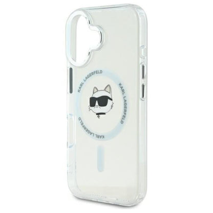 Karl Lagerfeld IML Metal Choupette Head MagSafe - Dėklas skirtas iPhone 16 Plus (baltas)