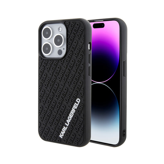 Karl Lagerfeld 3D guminis „Multi Logo“ – dėklas, skirtas „iPhone 15 Pro“ (juoda)