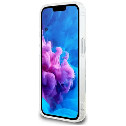 Guess IML blizgučių apvalus MagSafe – „iPhone 16e“ dėklas (skaidrus)