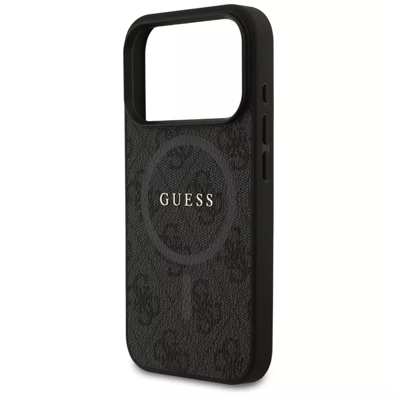 Guess 4G Ring Classic Logo MagSafe dėklas iPhone 17 Pro (juodas)