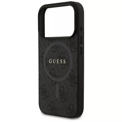 Guess 4G Ring Classic Logo MagSafe dėklas iPhone 17 Pro (juodas)