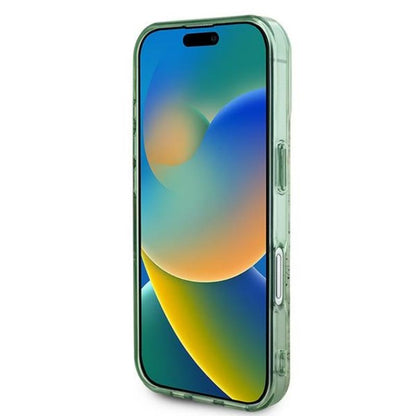 Guess IML gėlių ir toninio apskritimo MagSafe – dėklas, skirtas iPhone 16 Plus (žalia)