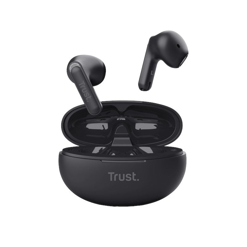 Trust Yavi – Belaidės „Bluetooth“ TWS ausinės su įkrovimo dėklu ir ENC (juodos)