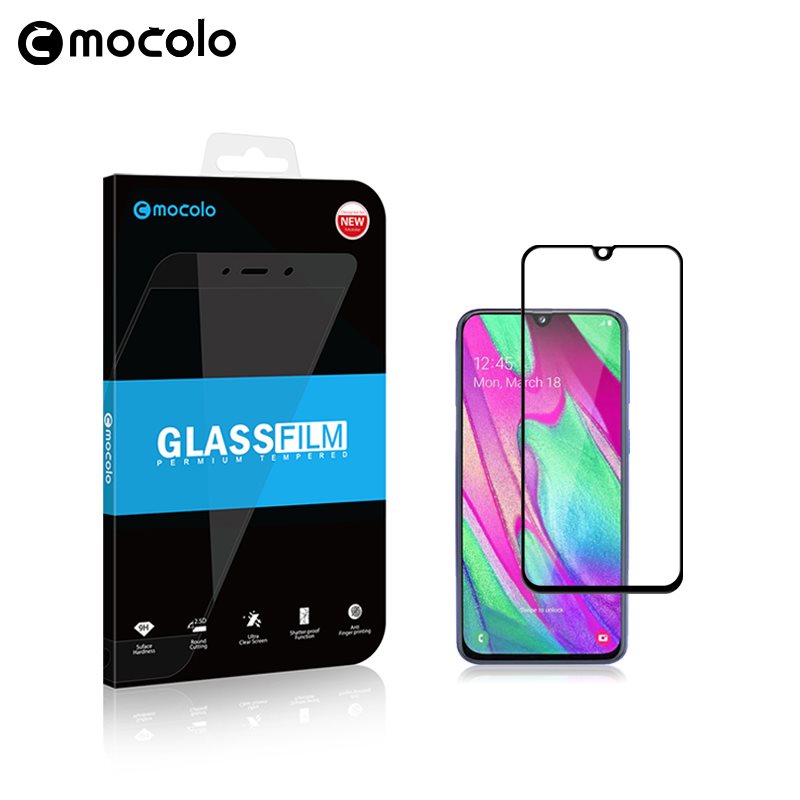 Mocolo 3D 9H Full Glue - visą ekraną dengianti ekrano apsauga, skirta Samsung Galaxy A40 (juoda)