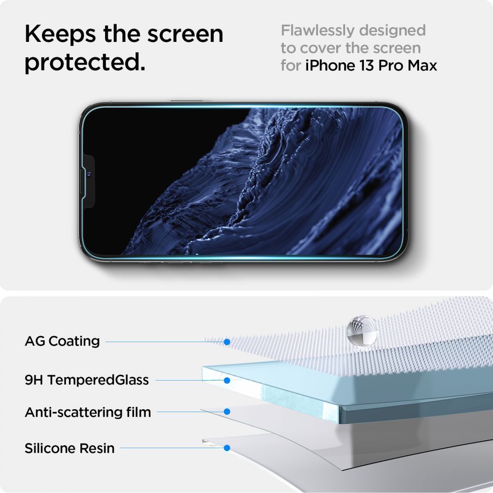 Spigen Glas.TR EZ Fit - grūdintas stiklas Apple iPhone 16e / iPhone 14 / iPhone 13 / iPhone 13 Pro (skaidrus)