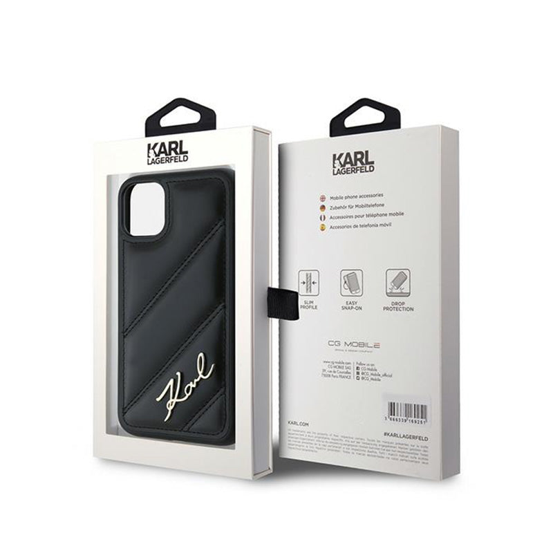 Karl Lagerfeld Diagonal Quilted Script – dėklas iPhone 11 (juodas)