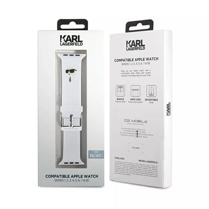 Karl Lagerfeld 3D Rubber Karl Heads NFT – dirželis, skirtas Apple Watch 38/40/41 mm (baltas)