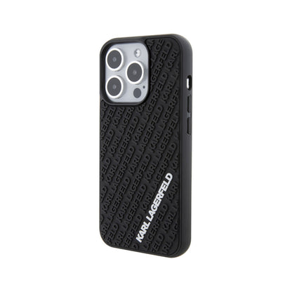 Karl Lagerfeld 3D guminis „Multi Logo“ – dėklas, skirtas „iPhone 15 Pro“ (juoda)