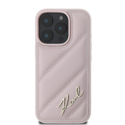 Karl Lagerfeld Quilted Signature – dėklas, skirtas iPhone 16 Pro (rožinės spalvos)