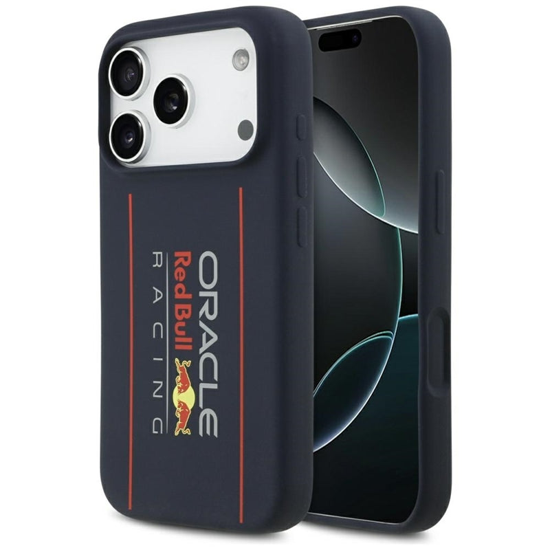 Red Bull Silikoninis Oversize Vertikalus Logotipas MagSafe - iPhone 17 Pro dėklas (Tamsiai Mėlynas)