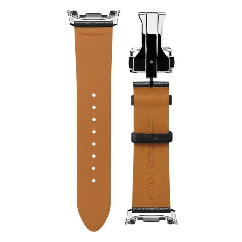 Spigen Enzo - Tikros odos dirželis skirtas Samsung Galaxy Watch 8 / 8 Classic 40 / 44 / 46 mm (Juodas)