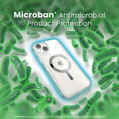 Speck Gemshell Grip + MagSafe – dėklas, skirtas iPhone 15 Plus / iPhone 14 Plus (skaidrus / chromo apdaila)