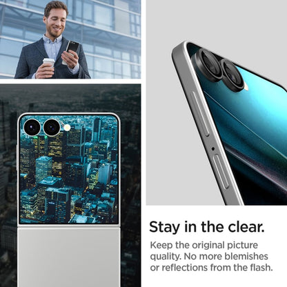 Spigen Optik Pro HD GLAS.TR EZ Fit kameros apsauga 2 vnt. – lęšių apsauga skirta Samsung Galaxy Z Flip 7 (juoda)