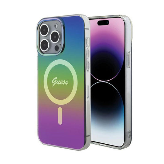 Guess IML Iridescent MagSafe dėklas, skirtas iPhone 15 Pro (Juoda)