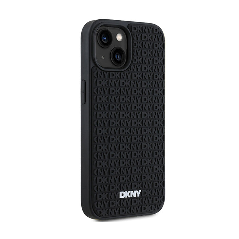 DKNY 3D Guminis Pasikartojantis Raštas - Dėklas iPhone 15 Plus (Juodas)