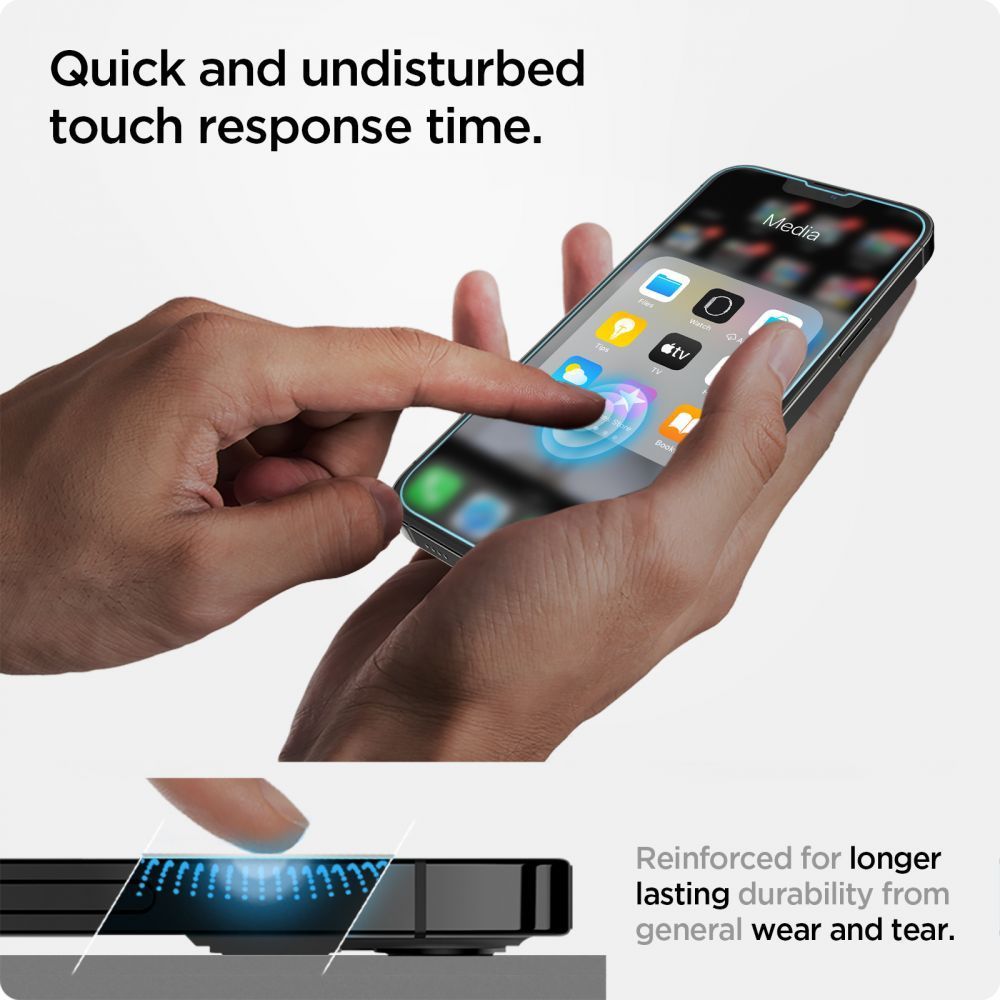 Spigen Glas.TR EZ Fit - grūdintas stiklas Apple iPhone 16e / iPhone 14 / iPhone 13 / iPhone 13 Pro (skaidrus)
