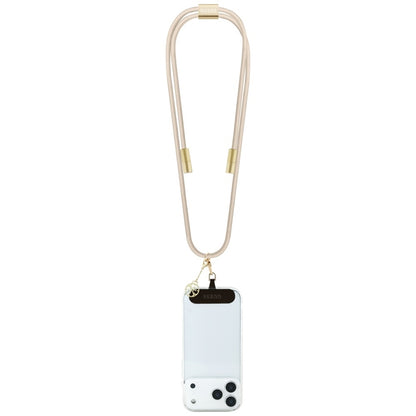 Guess Dirželis per petį 4G Charm - Universalus telefono dirželis / USB-C į USB-C kabelis 1.5m (Smėlio spalvos)