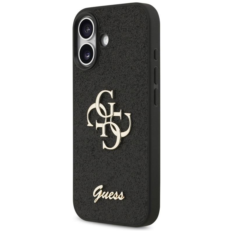 Guess Fixed Glitter Big 4G - Dėklas iPhone 17 (juodas)