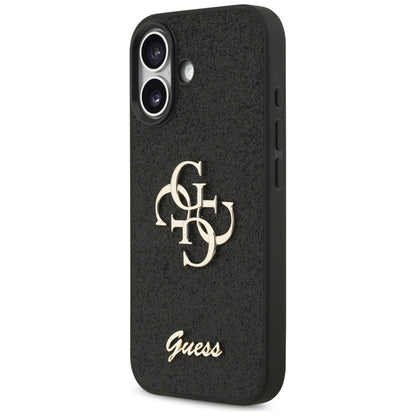 Guess Fixed Glitter Big 4G - Dėklas iPhone 17 (juodas)