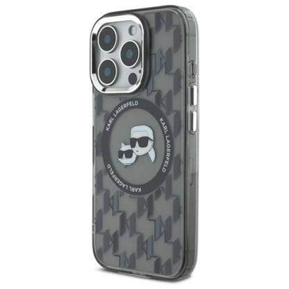 Karl Lagerfeld IML Monograma Karl & Choupette galva MagSafe – Dėklas skirtas iPhone 16 Pro (juoda)